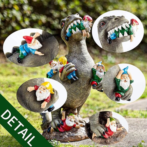 Garden Gnomes Statues Yard Decorations Outdoor Garden Decor, 14” Dinosaur Gnomes - Picture 9 of 9